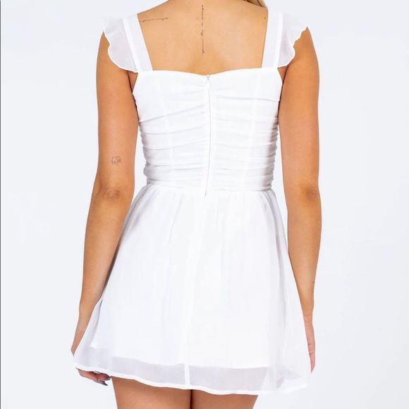 Princess Polly So Sweet White Chiffon Mini Dress Sz 12 NWOT - Picture 3 of 13